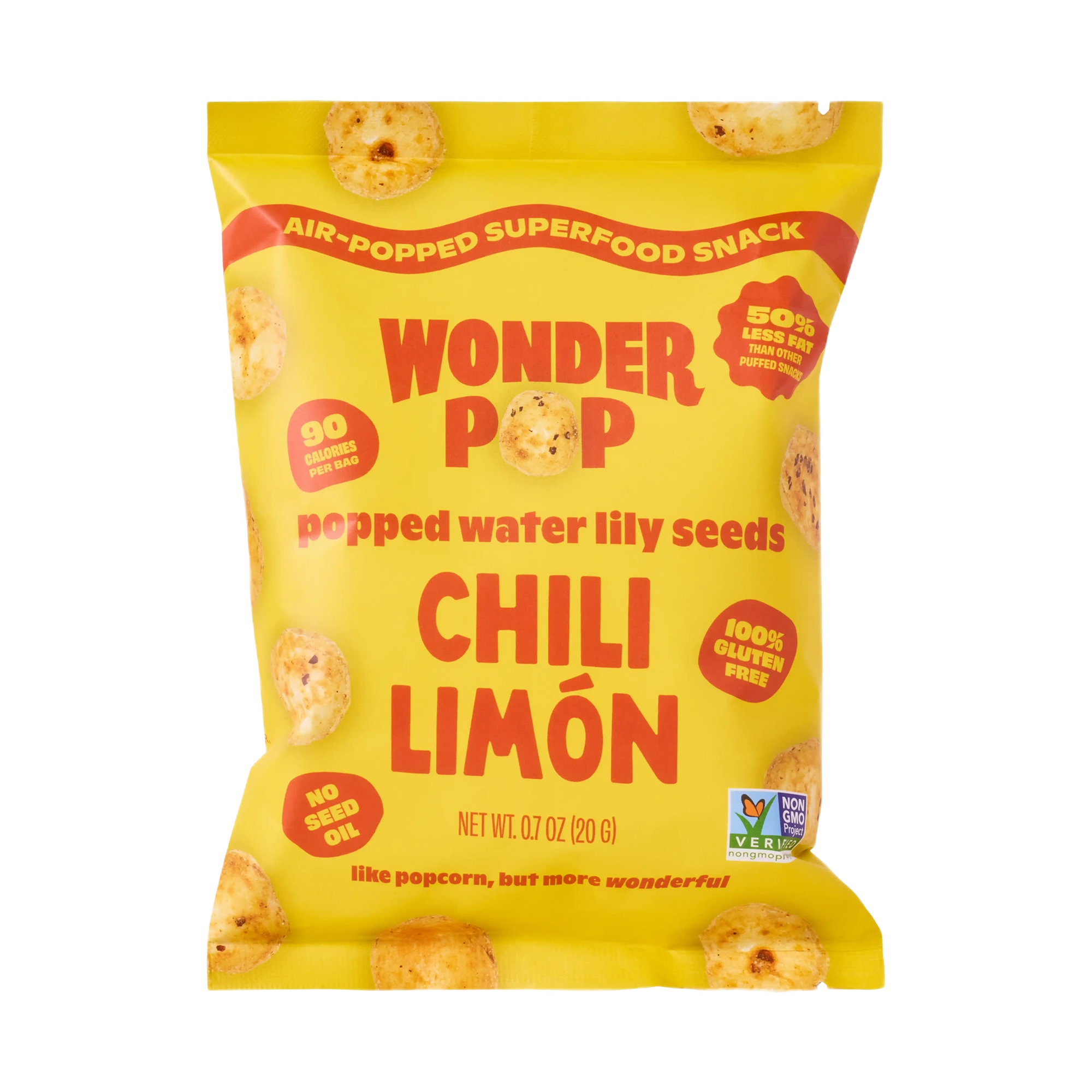 Yellow package of Wonder Pop chili limon superfood snack